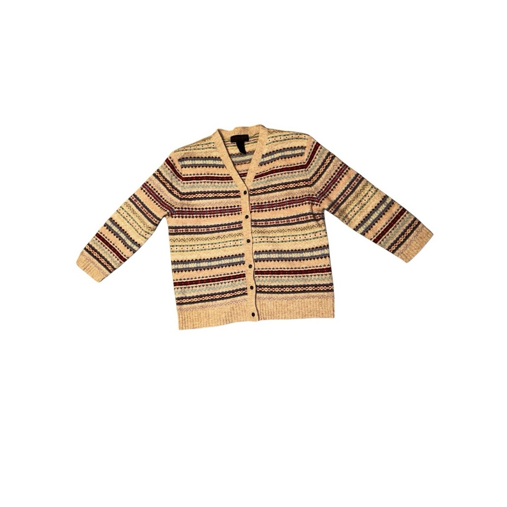 Striped Beige Cardigan Sweater